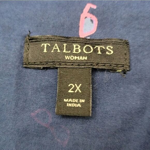 TALBOTS TREASURE ISLAND PRINT LONG SLEEVE BUTTON DOWN SHIRT NAVY BLUE SIZE 2X - Picture 7 of 10